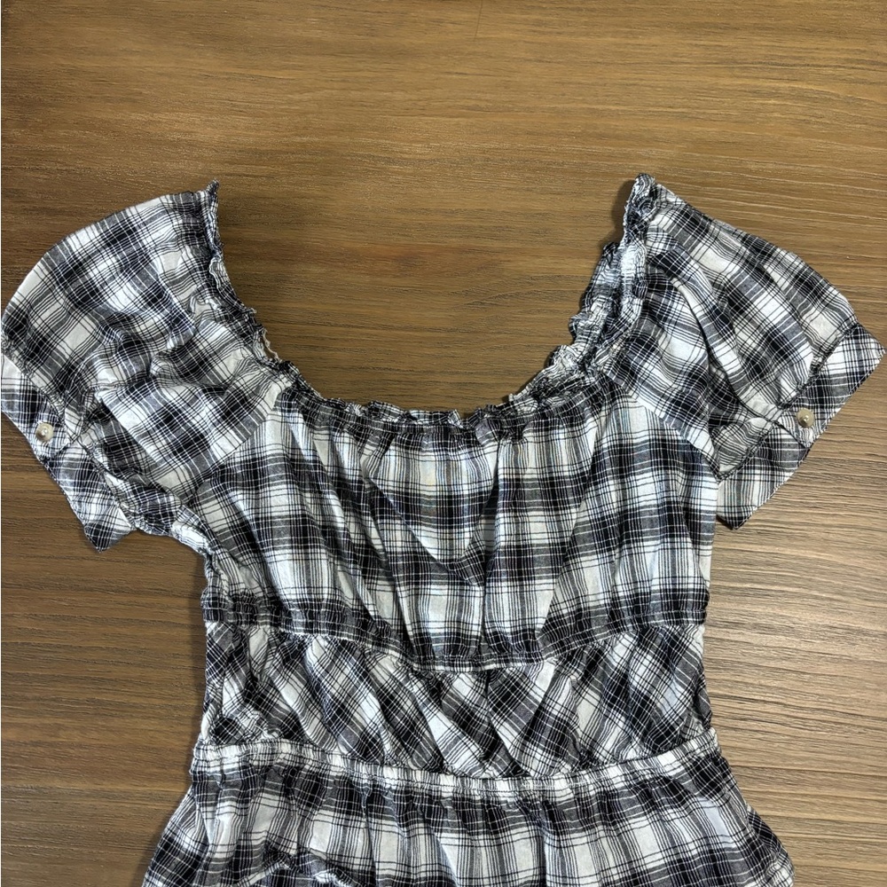 Plaid Ruffle Women's Top - Picture 4 of 4